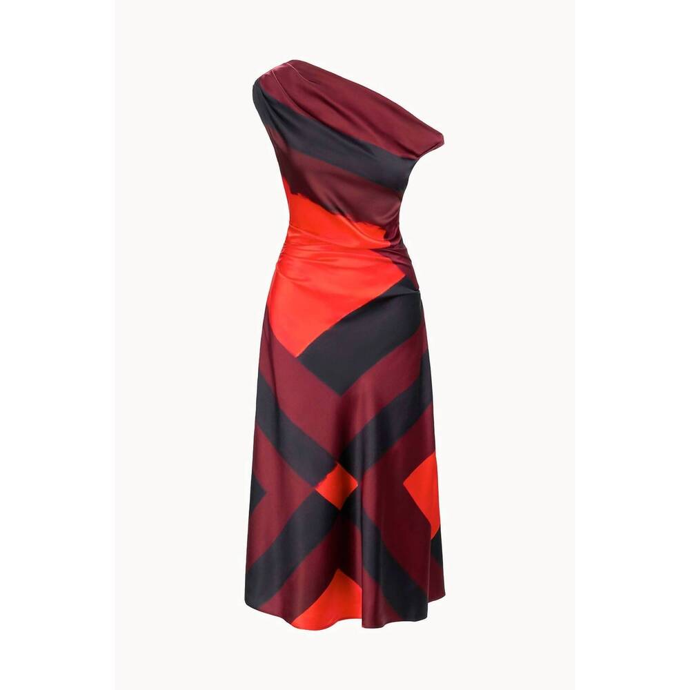 NEW STAUD phare silk dress in ruby prism - Picture 5 of 5